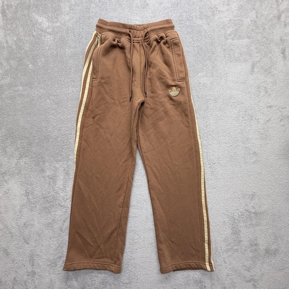 adidas Pants - Adidas Pants Womens M Brown Fleece Track Tapered Side Stripe Originals